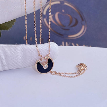 [Triumph Jewelry]AMULETTE ROSE GOLD ONYX NECKLACE