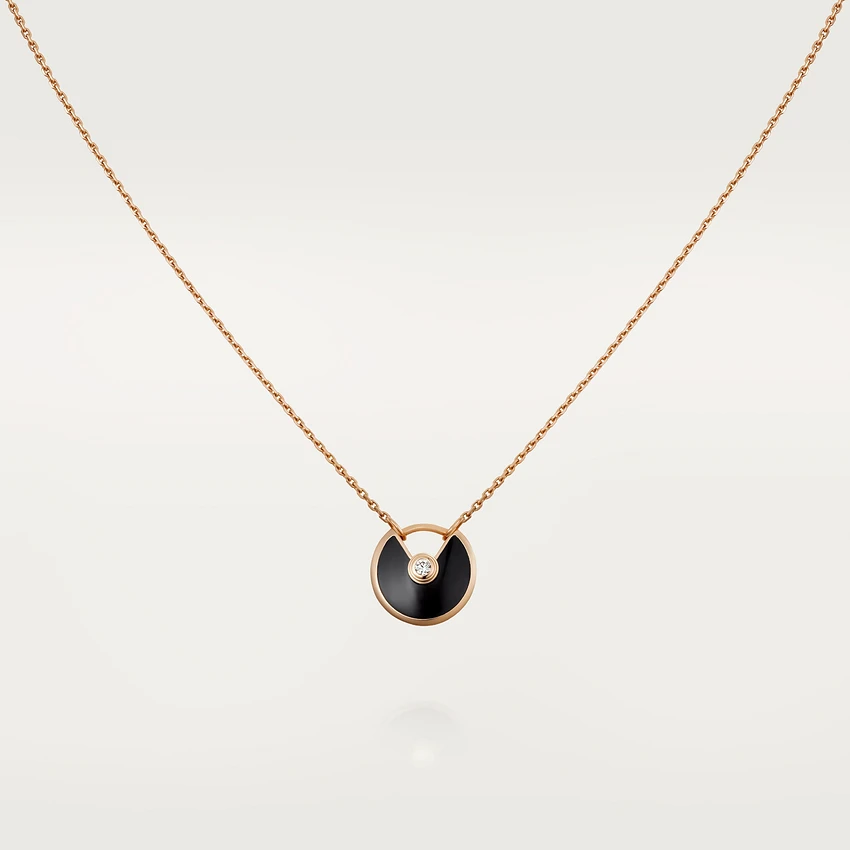 [Triumph Jewelry]AMULETTE ROSE GOLD ONYX NECKLACE