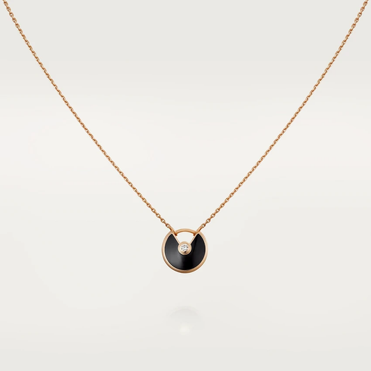 [Triumph Jewelry]AMULETTE ROSE GOLD ONYX NECKLACE