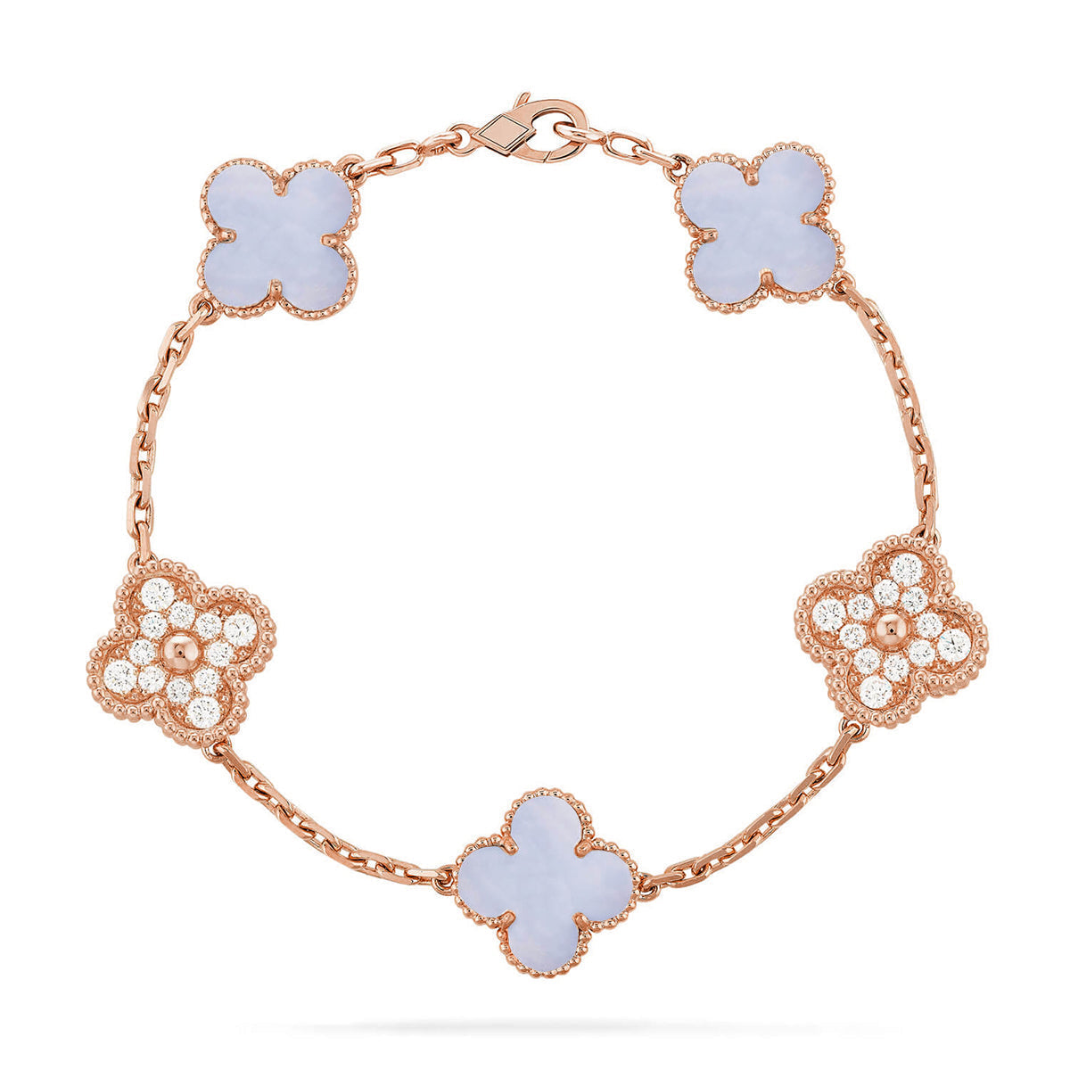 [Triumph Jewelry] CLOVER 5 MOTIF PURPLE CHALCEDONY BRACELET COLLECTION