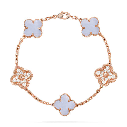 [Triumph Jewelry] CLOVER 5 MOTIF PURPLE CHALCEDONY BRACELET COLLECTION
