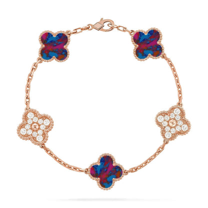 [Triumph Jewelry]CLOVER 5 MOTIF COLOR GEMSTONES BRACELET COLLECTION