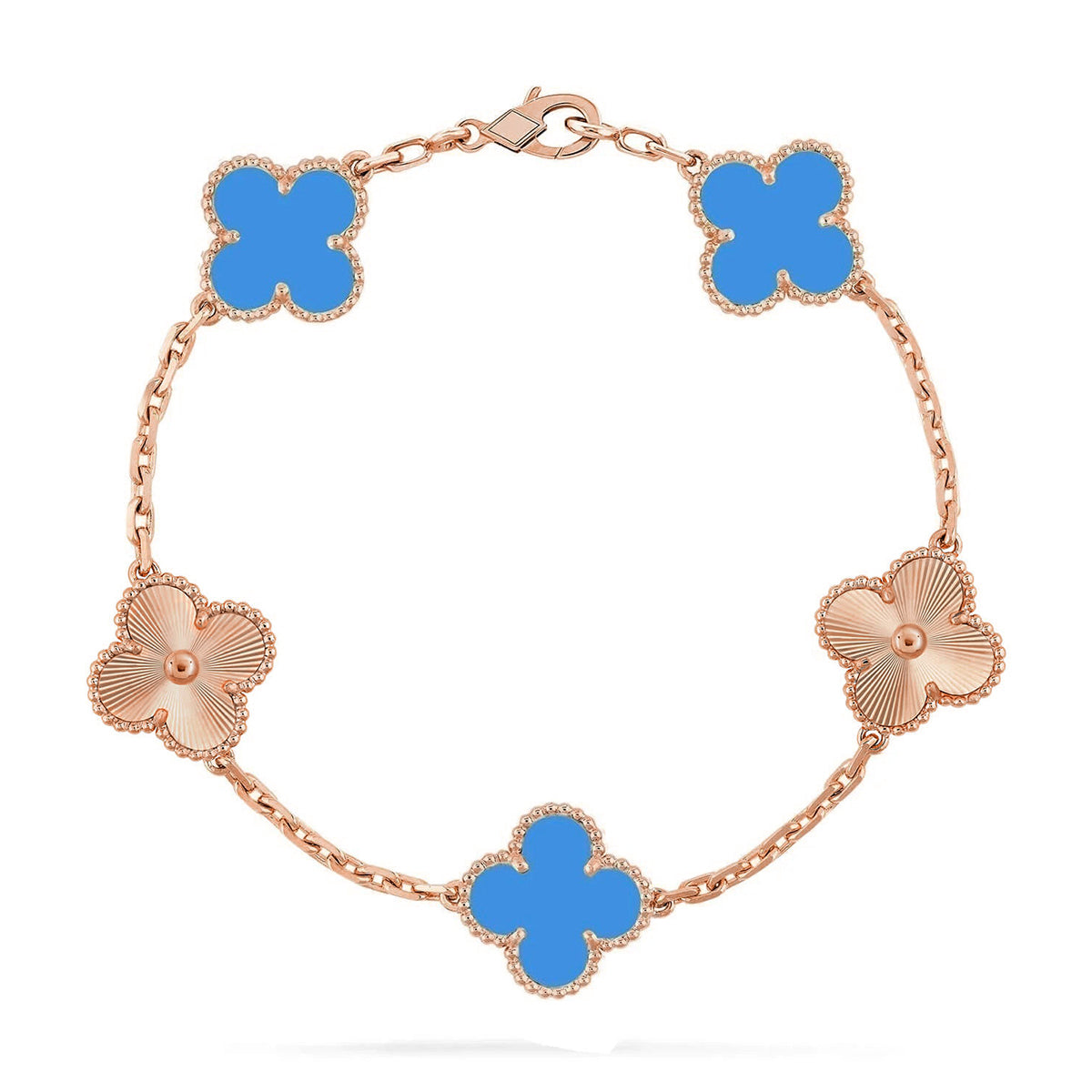 [Triumph Jewelry] CLOVER 5 MOTIF BLUE AGATE BRACELET COLLECTION