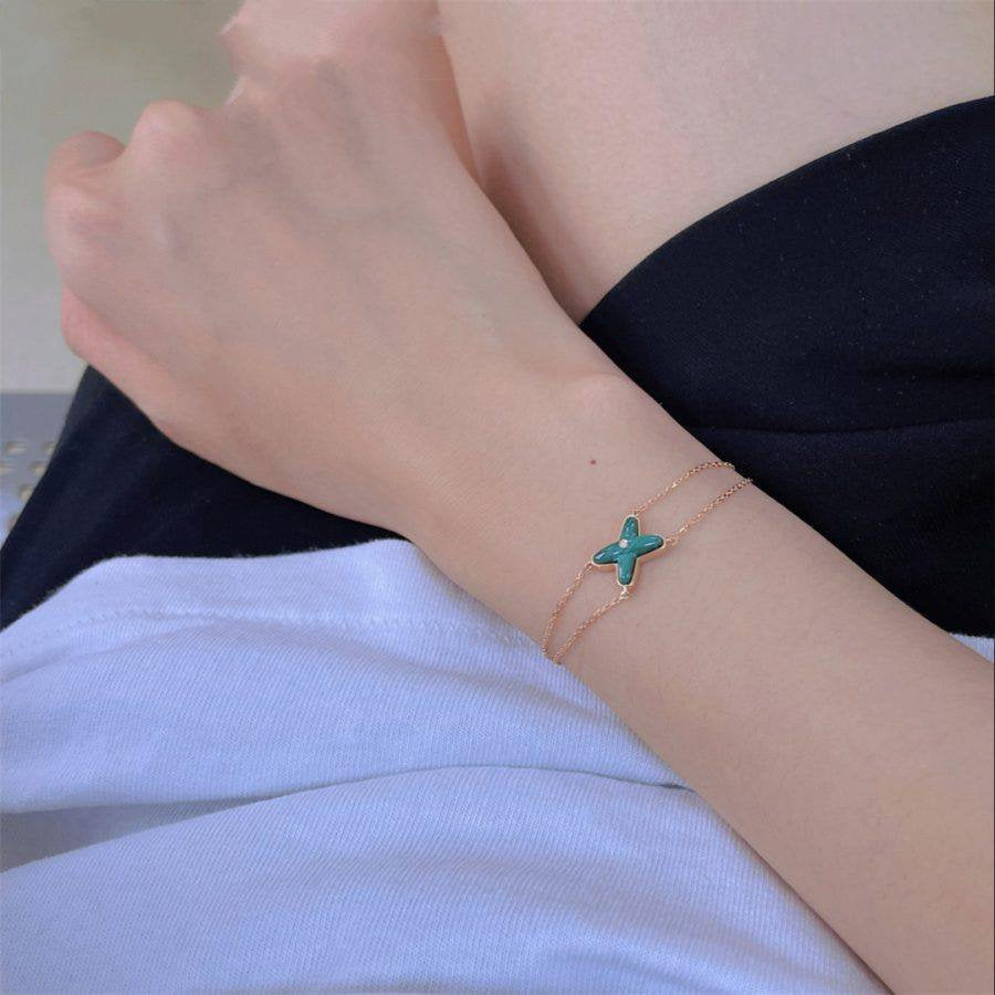 [Triumph Jewelry]JEUX BRACELET MALACHITE PINK GOLD 1 DIAMOND