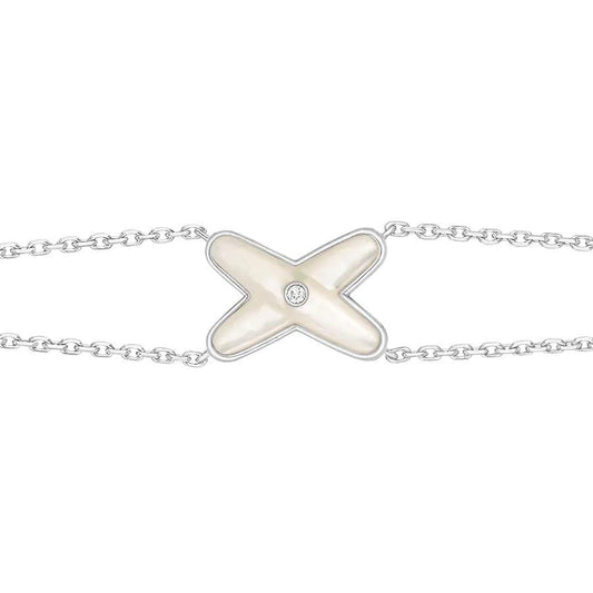 [Triumph Jewelry]JEUX BRACELET WHITE MOP SILVER 1 DIAMOND