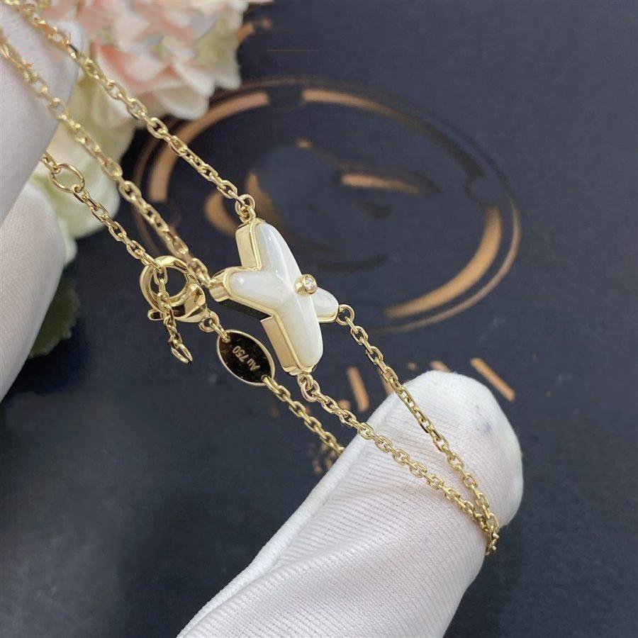 [Triumph Jewelry]JEUX BRACELET WHITE MOP GOLD 1 DIAMOND