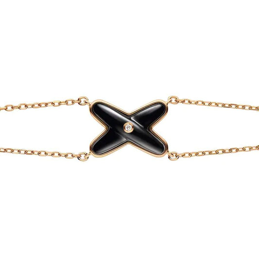 [Triumph Jewelry]JEUX BRACELET ONYX PINK GOLD 1 DIAMOND