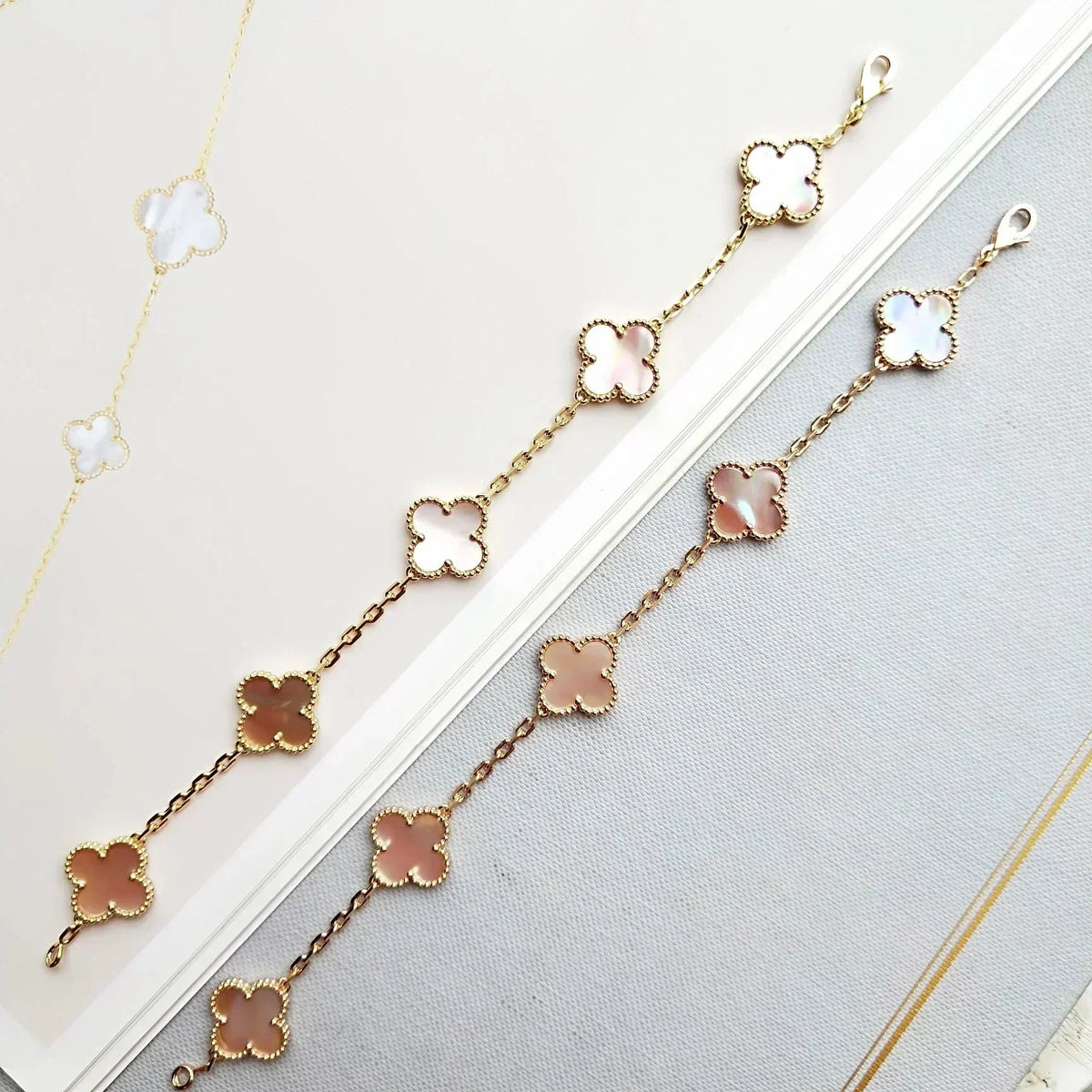 [Triumph Jewelry] CLOVER 5 MOTIFS  PINK MOP BRACELET COLLECTION