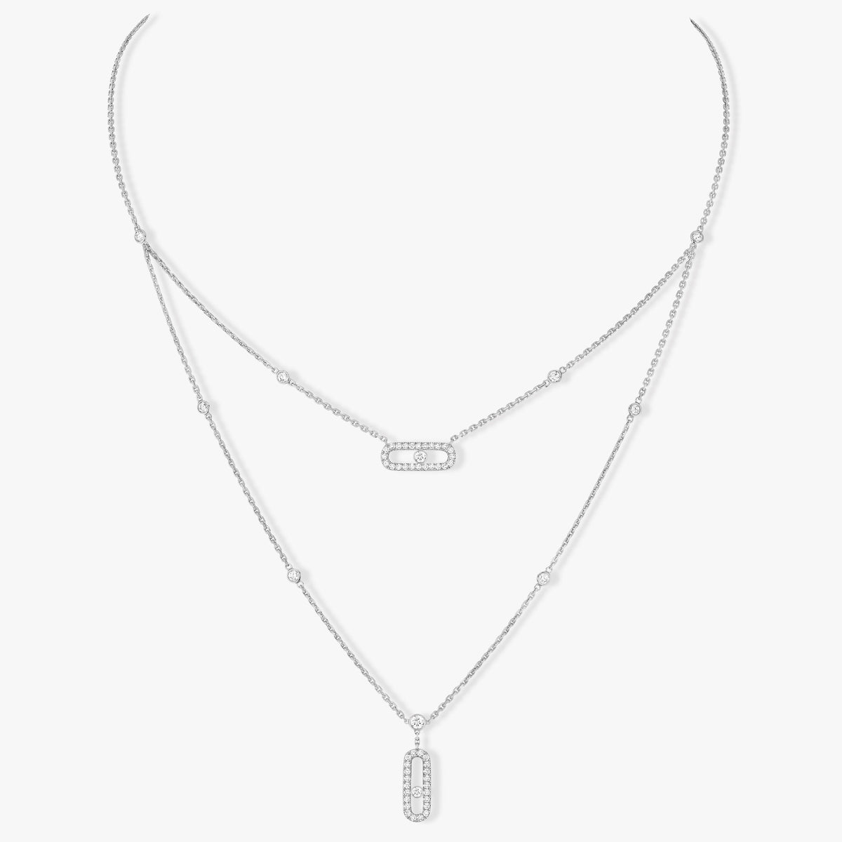 [Triumph Jewelry]MOVE 2 ROW DIAMOND NECKLACE