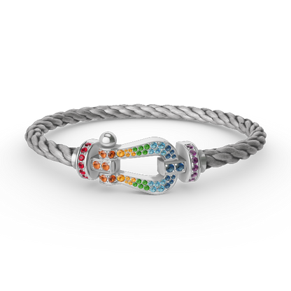 [Triumph Jewelry]FORC LARGE HORSESHOE  COLORED DIAMOND BRACELET SILVER