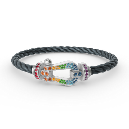 [Triumph Jewelry]FORC LARGE HORSESHOE  COLORED DIAMOND BRACELET SILVER