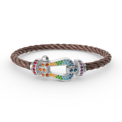 [Triumph Jewelry]FORC LARGE HORSESHOE  COLORED DIAMOND BRACELET SILVER