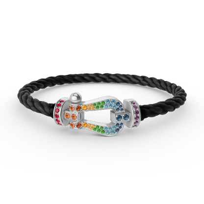 [Triumph Jewelry]FORC LARGE HORSESHOE  COLORED DIAMOND BRACELET SILVER