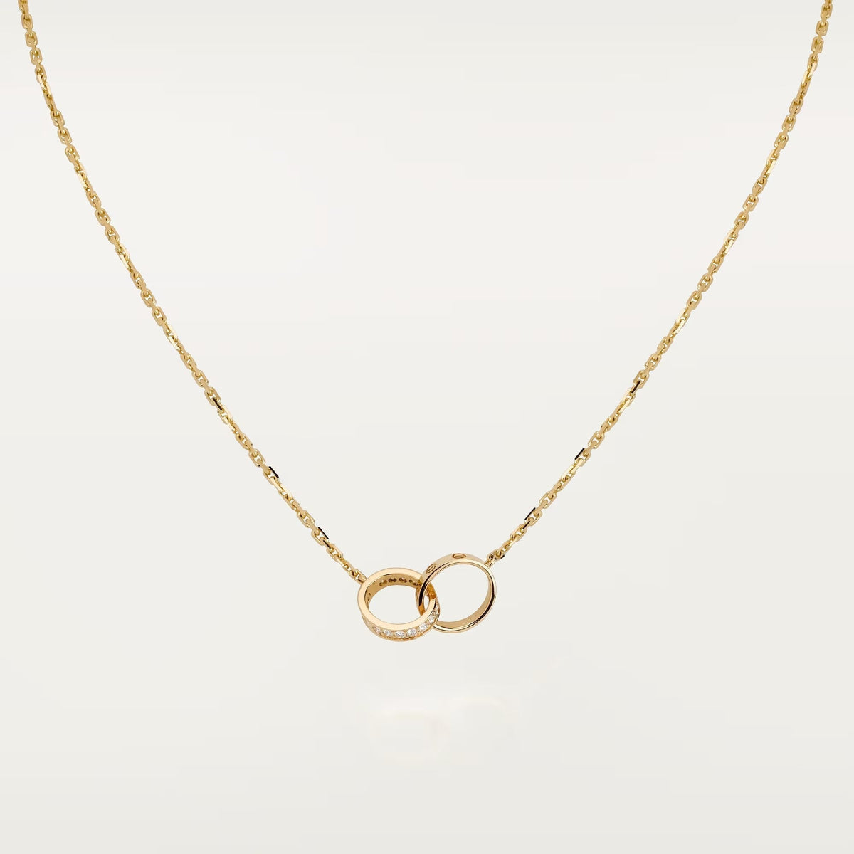 [Triumph Jewelry]LOVE DOUBLE RING HALF DIAMOND NECKLACE