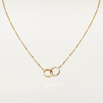 [Triumph Jewelry]LOVE DOUBLE RING HALF DIAMOND NECKLACE