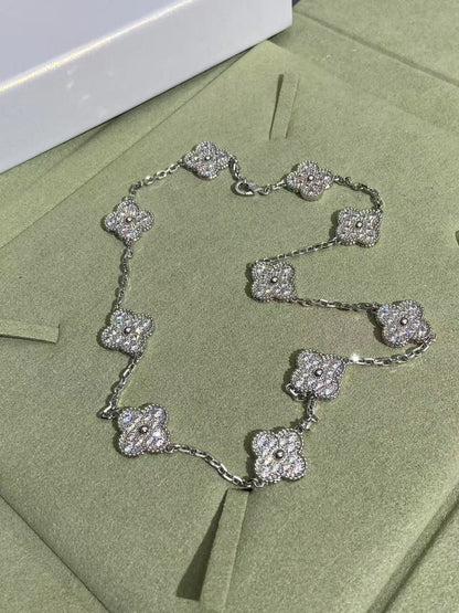 [Triumph Jewelry]CLOVER 10 MOTIFS  FULL DIAMOND NECKLACE