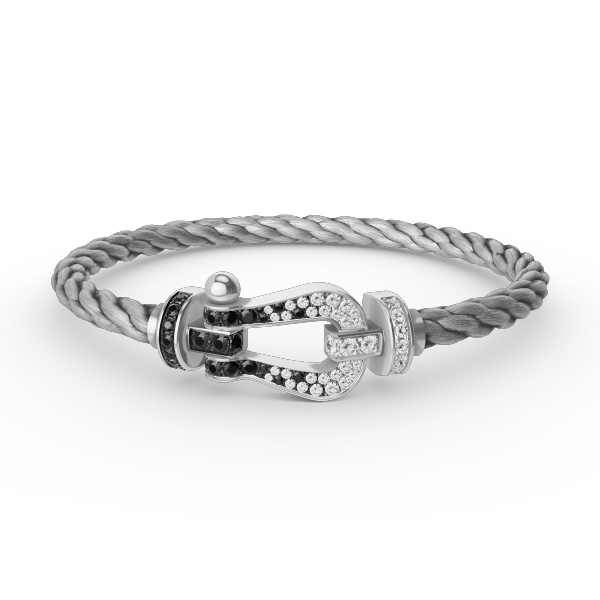 [Triumph Jewelry]FORCE LARGE HORSESHOE BLACK WHITE DIAMOND BRACELET SILVER