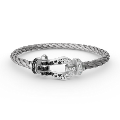 [Triumph Jewelry]FORCE LARGE HORSESHOE BLACK WHITE DIAMOND BRACELET SILVER