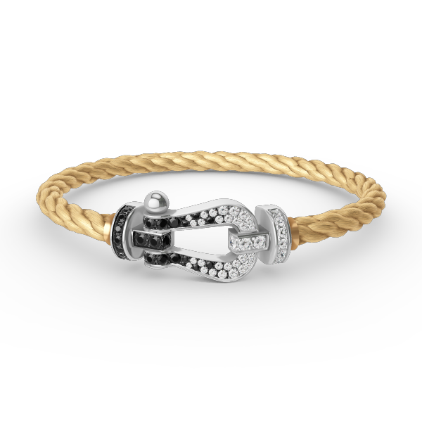 [Triumph Jewelry]FORCE LARGE HORSESHOE BLACK WHITE DIAMOND BRACELET SILVER