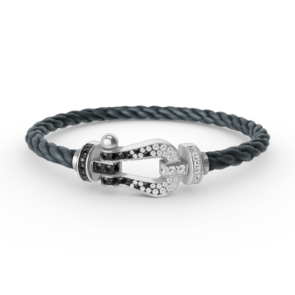 [Triumph Jewelry]FORCE LARGE HORSESHOE BLACK WHITE DIAMOND BRACELET SILVER
