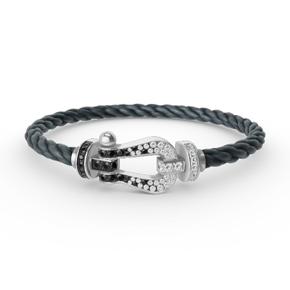 [Triumph Jewelry]FORCE LARGE HORSESHOE BLACK WHITE DIAMOND BRACELET SILVER