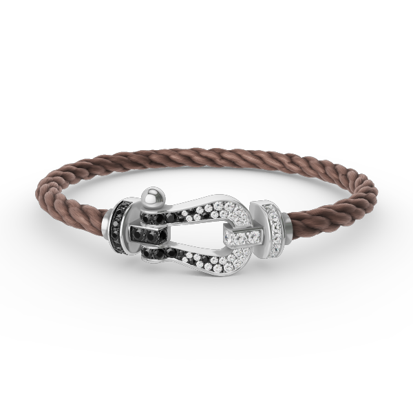 [Triumph Jewelry]FORCE LARGE HORSESHOE BLACK WHITE DIAMOND BRACELET SILVER