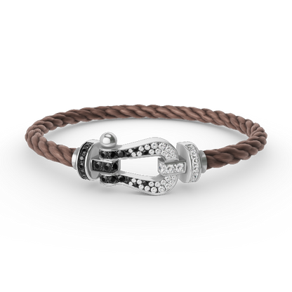 [Triumph Jewelry]FORCE LARGE HORSESHOE BLACK WHITE DIAMOND BRACELET SILVER