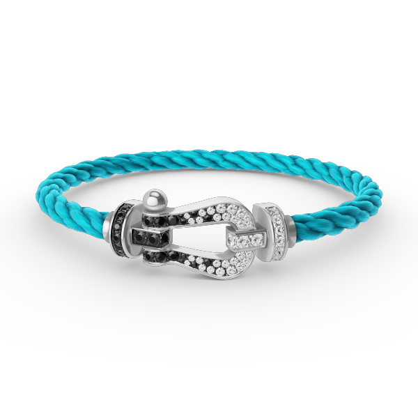 [Triumph Jewelry]FORCE LARGE HORSESHOE BLACK WHITE DIAMOND BRACELET SILVER