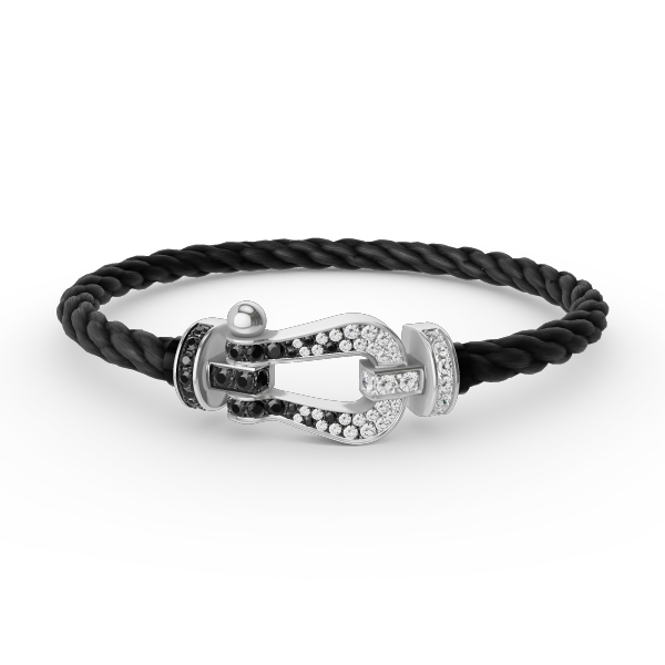 [Triumph Jewelry]FORCE LARGE HORSESHOE BLACK WHITE DIAMOND BRACELET SILVER