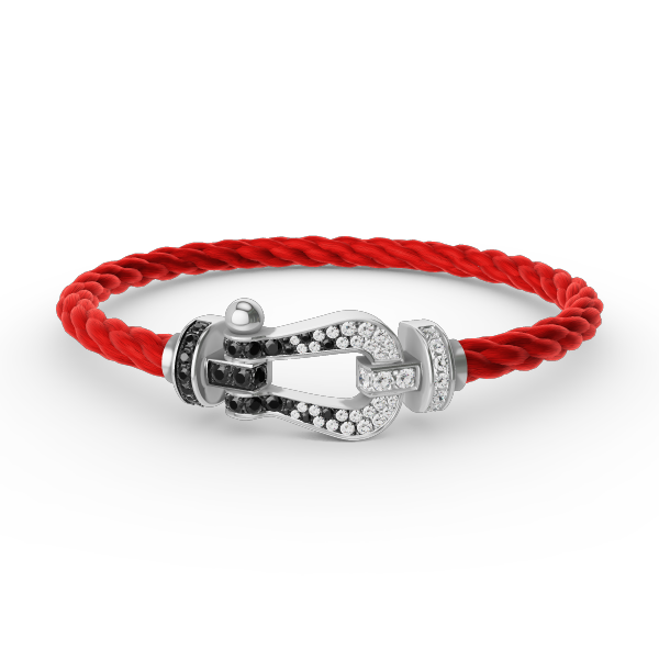 [Triumph Jewelry]FORCE LARGE HORSESHOE BLACK WHITE DIAMOND BRACELET SILVER
