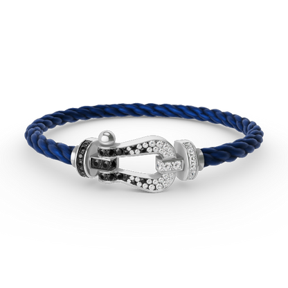 [Triumph Jewelry]FORCE LARGE HORSESHOE BLACK WHITE DIAMOND BRACELET SILVER