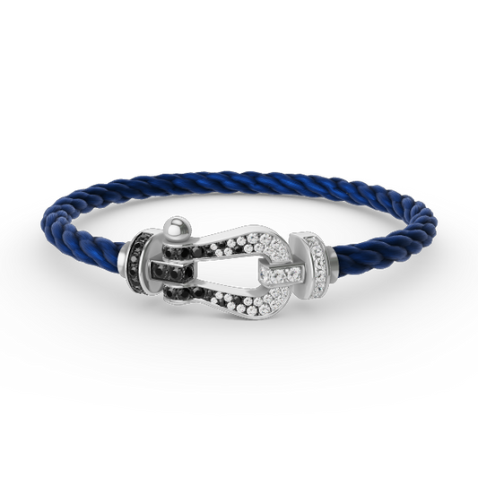 [Triumph Jewelry]FORCE LARGE HORSESHOE BLACK WHITE DIAMOND BRACELET SILVER