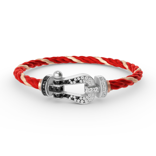 [Triumph Jewelry]FORCE LARGE HORSESHOE BLACK WHITE DIAMOND BRACELET SILVER