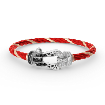 [Triumph Jewelry]FORCE LARGE HORSESHOE BLACK WHITE DIAMOND BRACELET SILVER
