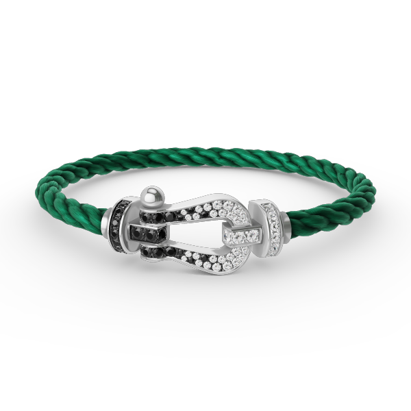 [Triumph Jewelry]FORCE LARGE HORSESHOE BLACK WHITE DIAMOND BRACELET SILVER