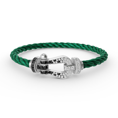 [Triumph Jewelry]FORCE LARGE HORSESHOE BLACK WHITE DIAMOND BRACELET SILVER