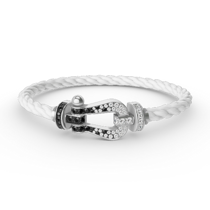[Triumph Jewelry]FORCE LARGE HORSESHOE BLACK WHITE DIAMOND BRACELET SILVER
