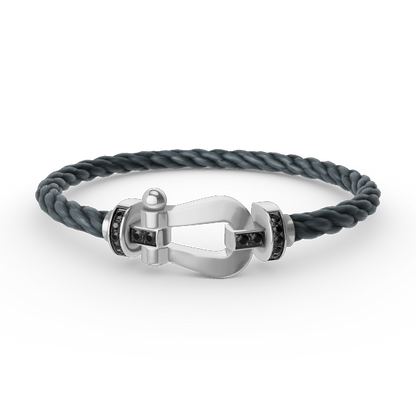 [Triumph Jewelry]FORCE LARGE HORSESHOE BLACK DIAMOND BRACELET SILVER