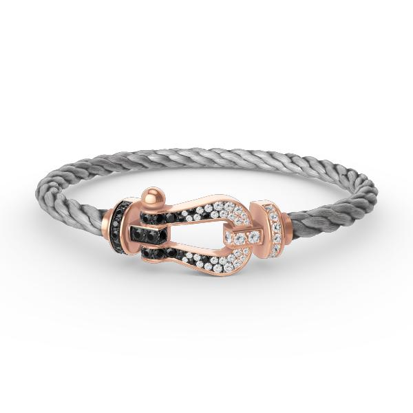 [Triumph Jewelry]FORCE LARGE HORSESHOE BLACK WHITE DIAMOND BRACELET ROSE GOLD