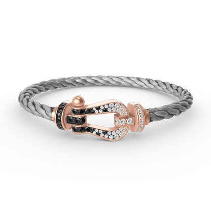 [Triumph Jewelry]FORCE LARGE HORSESHOE BLACK WHITE DIAMOND BRACELET ROSE GOLD