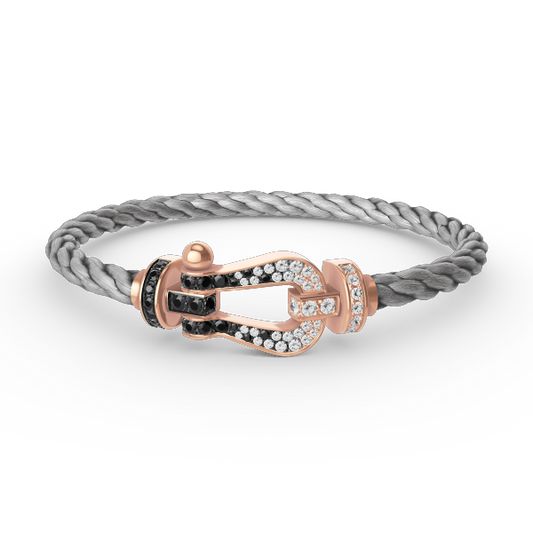 [Triumph Jewelry]FORCE LARGE HORSESHOE BLACK WHITE DIAMOND BRACELET ROSE GOLD