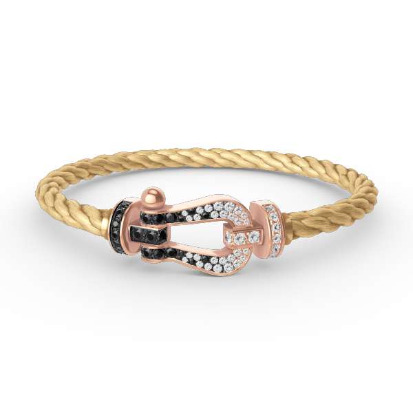[Triumph Jewelry]FORCE LARGE HORSESHOE BLACK WHITE DIAMOND BRACELET ROSE GOLD