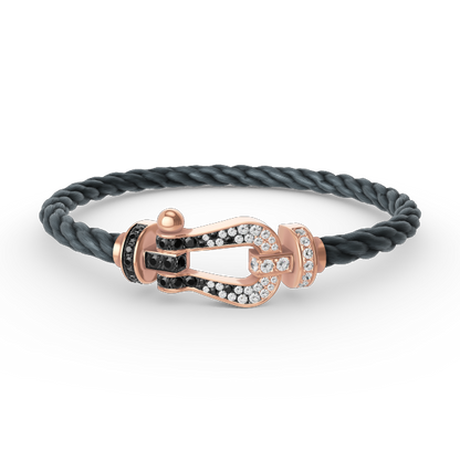 [Triumph Jewelry]FORCE LARGE HORSESHOE BLACK WHITE DIAMOND BRACELET ROSE GOLD