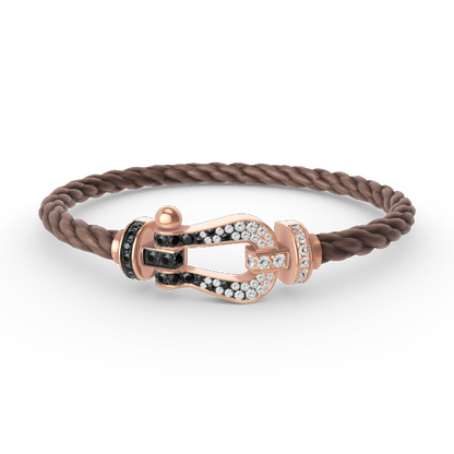 [Triumph Jewelry]FORCE LARGE HORSESHOE BLACK WHITE DIAMOND BRACELET ROSE GOLD