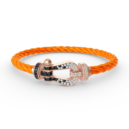 [Triumph Jewelry]FORCE LARGE HORSESHOE BLACK WHITE DIAMOND BRACELET ROSE GOLD