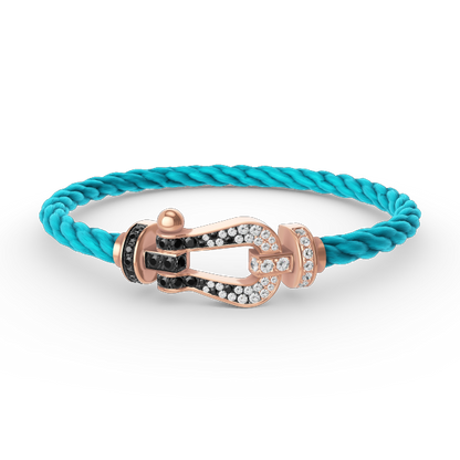 [Triumph Jewelry]FORCE LARGE HORSESHOE BLACK WHITE DIAMOND BRACELET ROSE GOLD