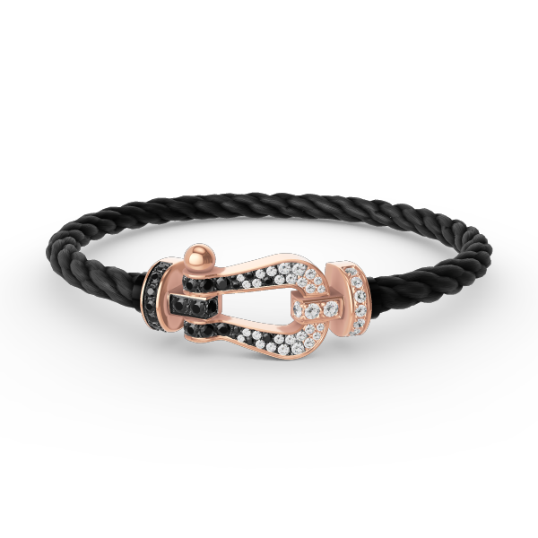 [Triumph Jewelry]FORCE LARGE HORSESHOE BLACK WHITE DIAMOND BRACELET ROSE GOLD
