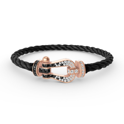 [Triumph Jewelry]FORCE LARGE HORSESHOE BLACK WHITE DIAMOND BRACELET ROSE GOLD