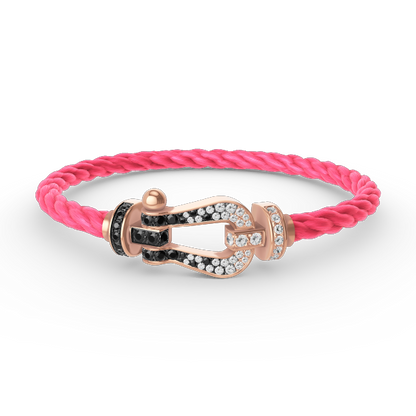 [Triumph Jewelry]FORCE LARGE HORSESHOE BLACK WHITE DIAMOND BRACELET ROSE GOLD