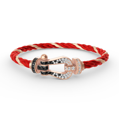 [Triumph Jewelry]FORCE LARGE HORSESHOE BLACK WHITE DIAMOND BRACELET ROSE GOLD